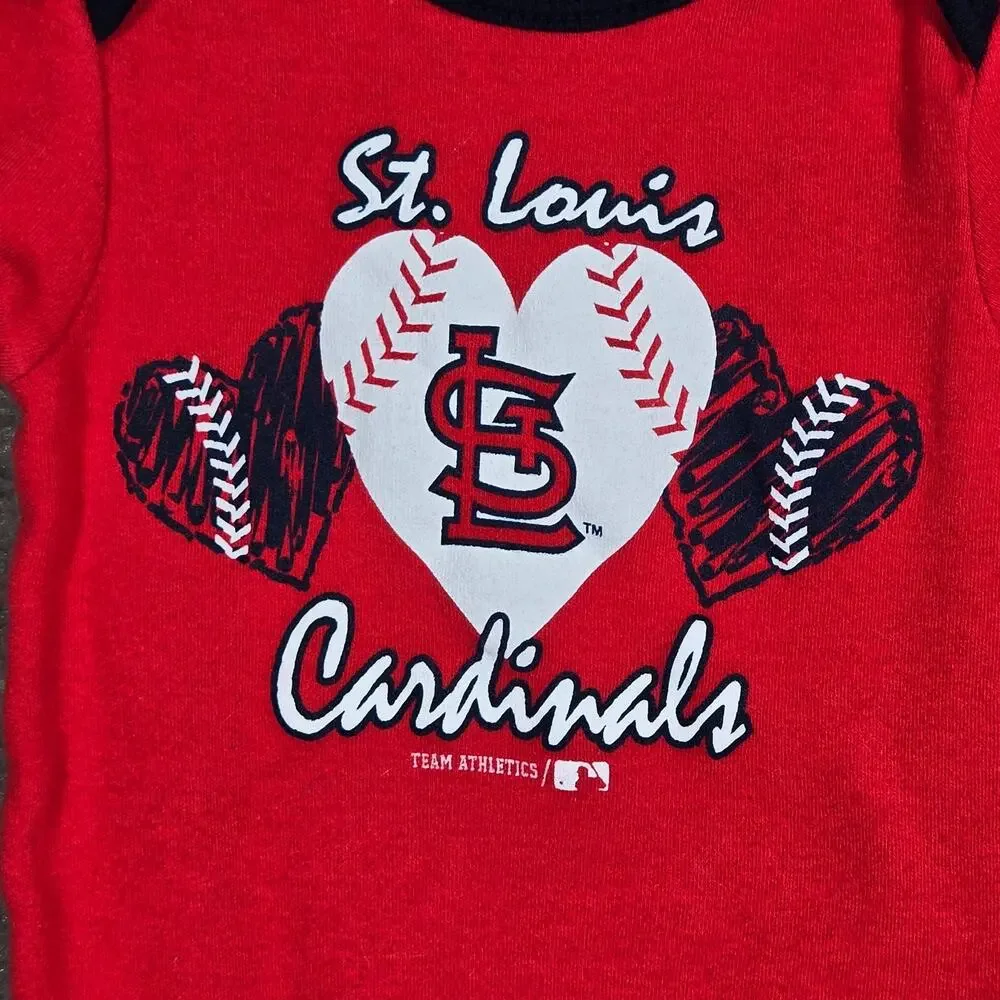St Louis Cardinals Bodysuit Baby 0-3 Months‎ One Piece Hearts Baseball Gift